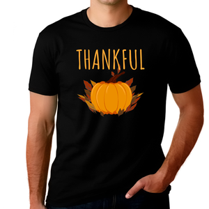 Mens Thanksgiving Shirt Plus Size Big and Tall Pumpkin Shirts Fall Shirts Plus Size Thankful Shirts for Men