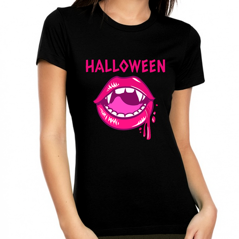 Pink Vampire Lips Halloween Clothes for Women Cute Halloween Shirts for Women Halloween Gift for Her