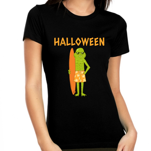Monster Surfer Funny Halloween T Shirts for Women Halloween Shirts for Women Halloween Tops for Women