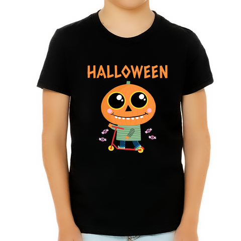 Cute Pumpkin Scooter Boys Halloween Shirt Halloween Tops Cute Halloween Tshirts Halloween Shirts for Kids