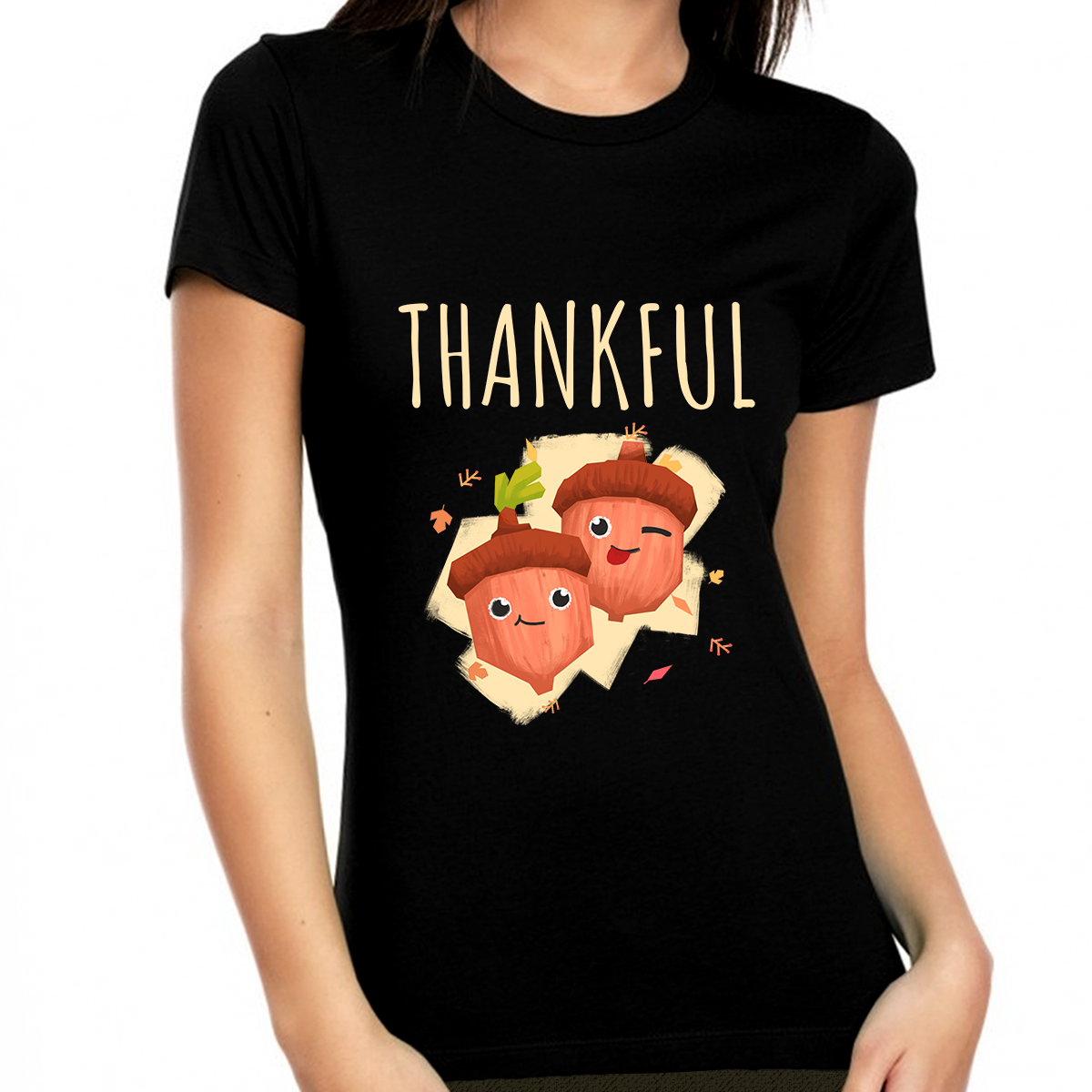 Thanksgiving Shirts for Women Thanksgiving Gifts Cute Acorns Fall Thanksgiving Outfit Thanksgiving Shirt