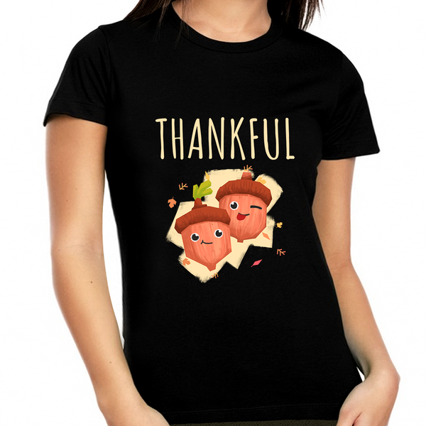Plus Size Thanksgiving Shirts for Women 1X 2X 3X 4X 5X Thanksgiving Gift Cute Acorns Fall Thanksgiving Shirt