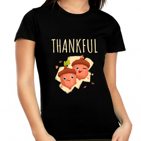 Plus Size Thanksgiving Shirts for Women 1X 2X 3X 4X 5X Thanksgiving Gift Cute Acorns Fall Thanksgiving Shirt