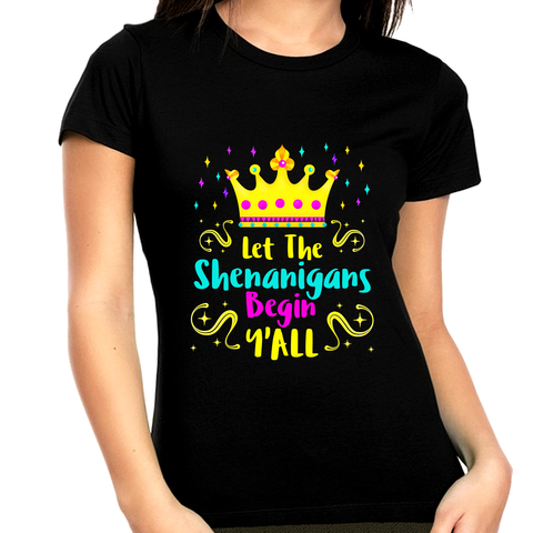 Plus Size Mardi Gras Shirts for Women Let The Shenanigans Begin Yall Plus Size Mardi Gras Outfit for Women
