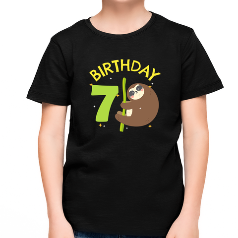 7 Year Old Birthday Boy Shirt Sloth 7th Birthday Outfit Boys Birthday Shirt Boy Happy Birthday Shirt
