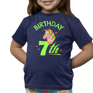 7th Birthday Girl 7 Year Old Girl 7th Birthday Unicorn Shirts for Girls Cute Birthday Girl Shirt