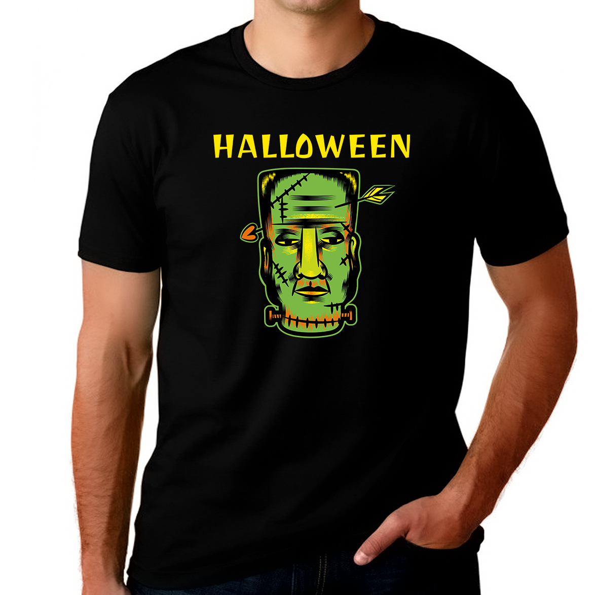 Big & Tall Frankenstein Funny Halloween T Shirts for Men Plus Size Funny Halloween Shirts for Men Plus Size