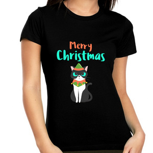 Funny Cat Womens Christmas Pajamas for Women Christmas Tshirt Funny Christmas Shirt Christmas Gift