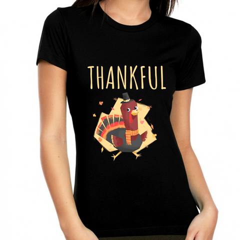 Womens Thanksgiving Shirt Cute Turkey Shirt Thankful Shirts for Women Fall Shirt Thanksgiving Shirts