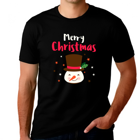 Snowman Christmas Shirt Mens Big and Tall Christmas Pajamas for Men Plus Size Christmas Shirts for Men