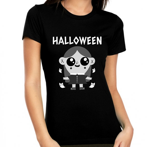 Black and White Halloween TShirts Women Girl Halloween Shirts for Women Halloween Clothes for Women