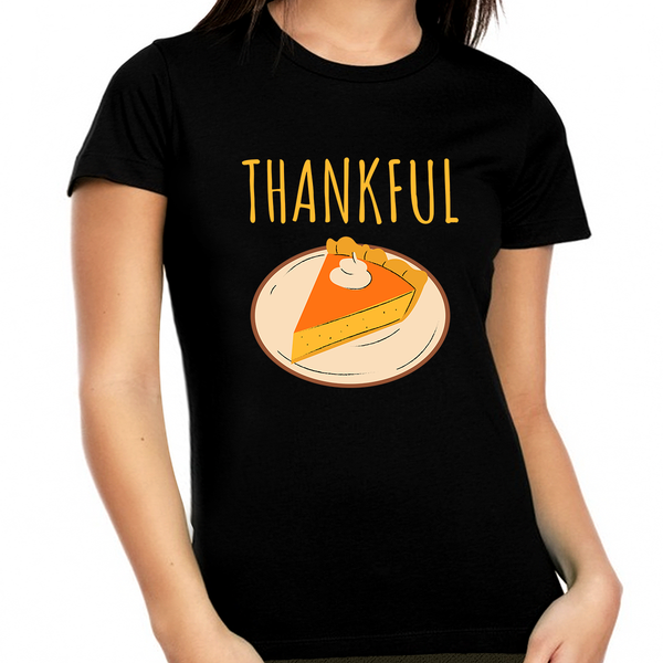 Womens Thanksgiving Shirt Plus Size Autumn Pie Shirt Womens Fall Top Plus Size Thankful Shirts for Women