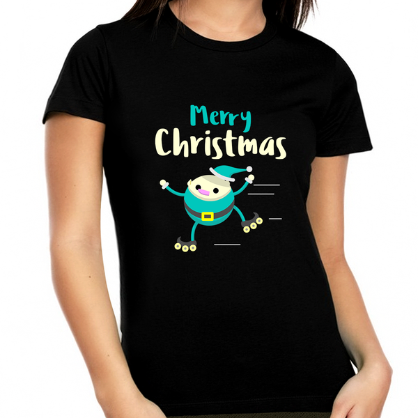 Funny Elf Christmas T Shirts for Women Plus Size Christmas Shirts for Women Plus Size Christmas Pajamas