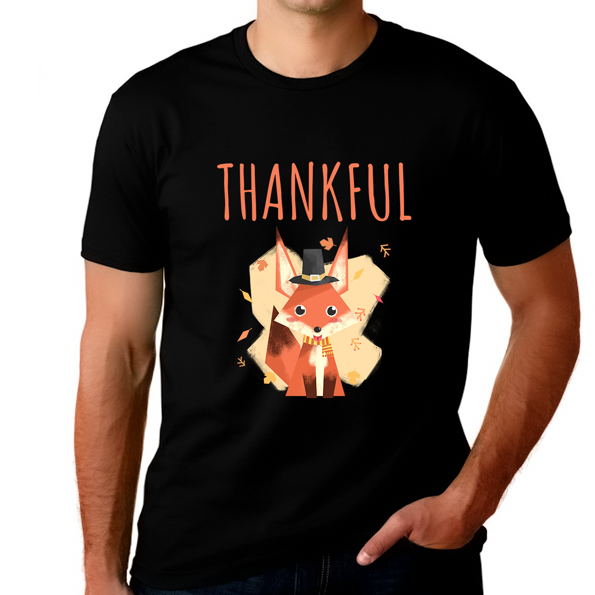 Big and Tall Thanksgiving Shirts for Men Cool Fox Shirt Fall Shirts Men Plus Size Thankful Shirts for Men