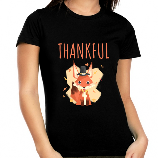 Plus Size Thanksgiving Shirts for Women Cute Fox Shirt Fall Shirts Women Plus Size Thankful Shirts for Women