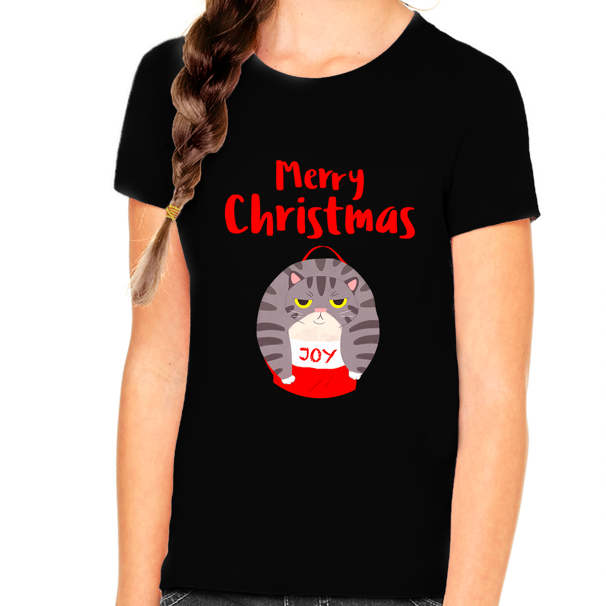 Cat Kids Christmas Shirt Christmas TShirts for Girls Funny Christmas Shirts Christmas Clothes for Girls