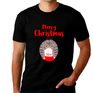 Funny Cat Mens Christmas Shirts for Men Plus Size Funny Christmas Shirt Christmas Clothes for Men Plus Size