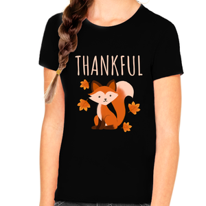 Cute Fox Thanksgiving Shirts for Girls Thanksgiving Gifts Funny Fall Shirts Thanksgiving Shirts for Kids