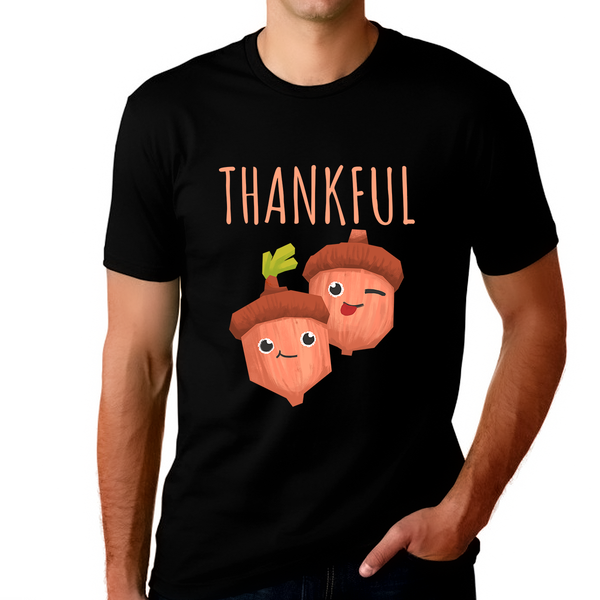 Mens Thanksgiving Shirt Cool Thankful Shirts for Men Acorns Shirt Fall Shirt Funny Thanksgiving Shirts
