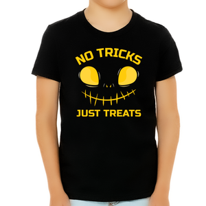 No Tricks Just Treats Halloween Shirts for Boys Pumpkin Shirts for Boys Cool Boys Halloween Shirt