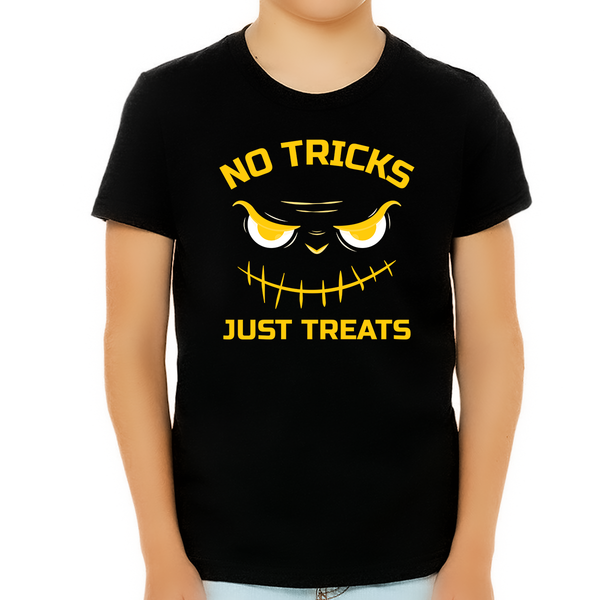 No Tricks Just Treats Pumpkin Shirt Boys Halloween Shirt Kids Halloween Shirt Halloween Shirts for Kids