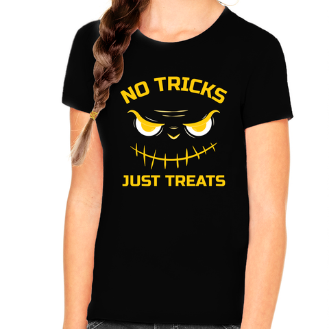 No Tricks Just Treats Pumpkin Shirt Girls Halloween Shirt Kids Halloween Shirt Halloween Shirts for Kids
