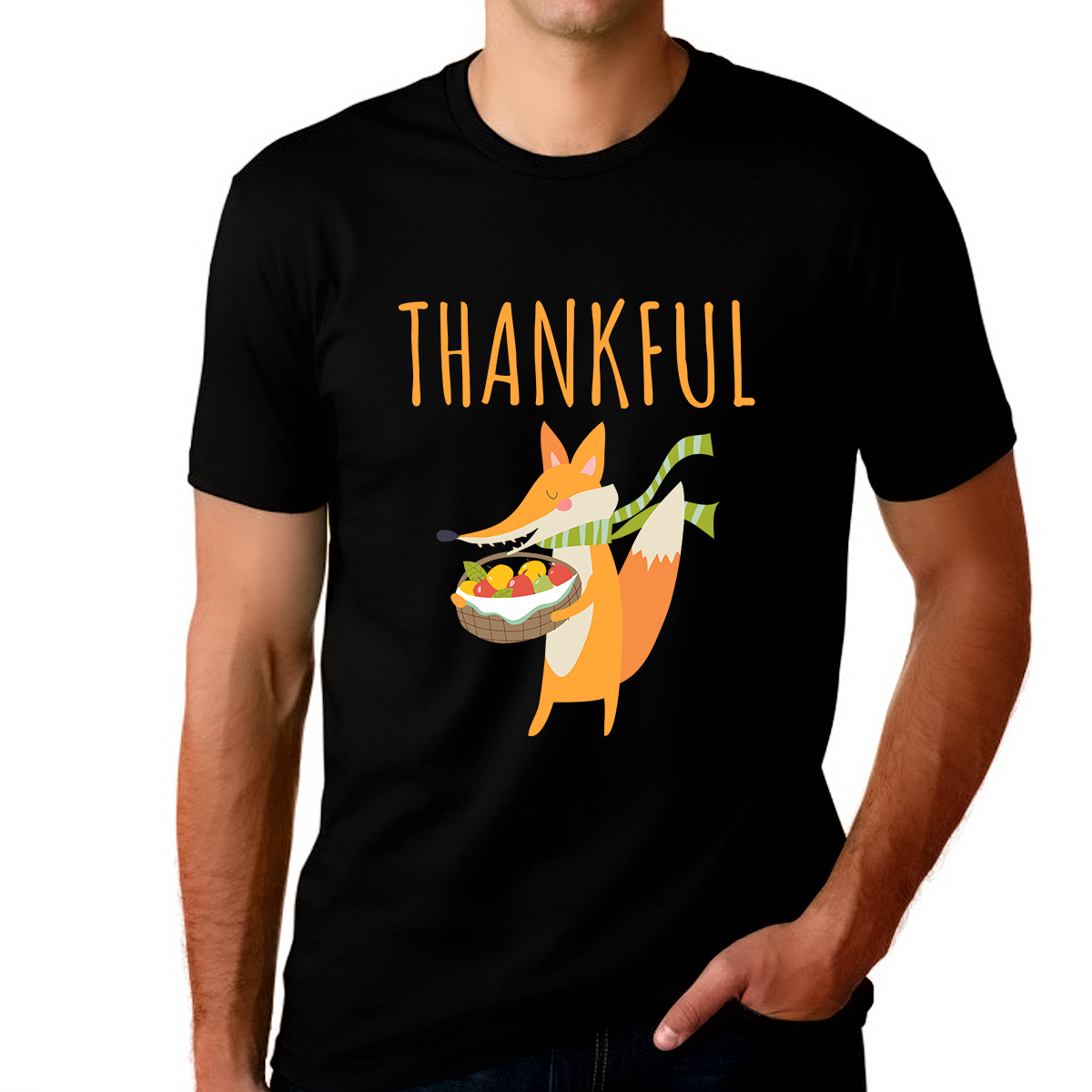 Funny Thanksgiving Shirts for Men Thanksgiving Gifts Fall Tshirts for Men Cool Fox Shirt Thankful Shirts