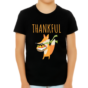 Funny Thanksgiving Shirts for Boys Thanksgiving Gifts Kids Thanksgiving Shirt Cute Fox Shirt Thankful Shirts