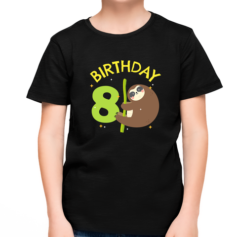 8 Year Old Birthday Boy Shirt Sloth 8th Birthday Outfit Boys Birthday Shirt Boy Happy Birthday Shirt