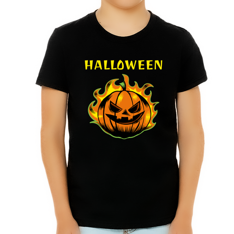 Flaming Pumpkin Shirt Boys Halloween Shirt Pumpkin Tshirts Boys Halloween Shirt Kids Halloween Shirt