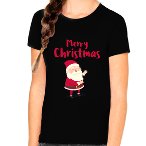 Cute Santa Christmas T Shirts for Girls Christmas Outfits for Girls Kids Christmas Shirt Kids Christmas Gift