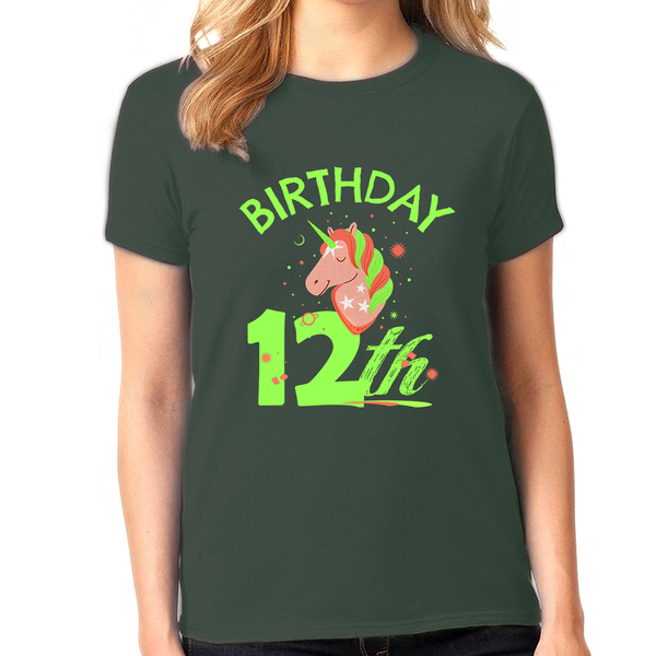 12th Birthday Girl 12 Year Old Girl 12th Birthday Unicorn Shirts for Girls Cute Birthday Girl Shirt