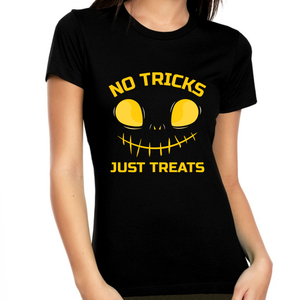 No Tricks Just Treats Halloween Shirts for Women Pumpkin Shirts for Women Cool Halloween Gift for Her