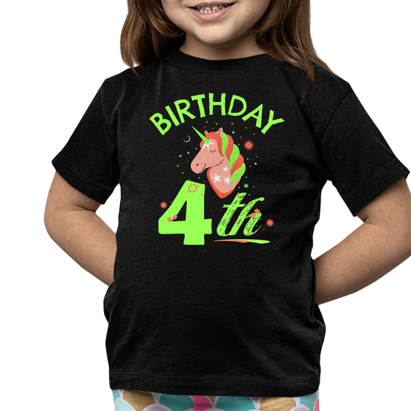 4th Birthday Girl 4 Year Old Girl 4th Birthday Unicorn Shirts for Girls Cute Birthday Girl Shirt