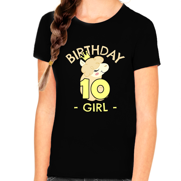 10th Birthday Shirt Girls Birthday Shirt Llama 10th Birthday Shirts for Girls Cute Birthday Girl Shirt