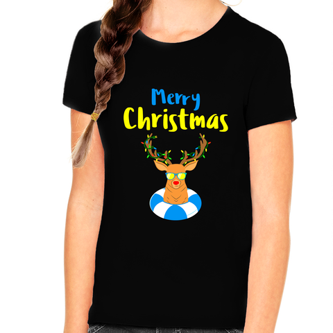 Cute Reindeer Funny Christmas TShirts for Girls Christmas Gift Kids Christmas Shirt Funny Christmas Shirt