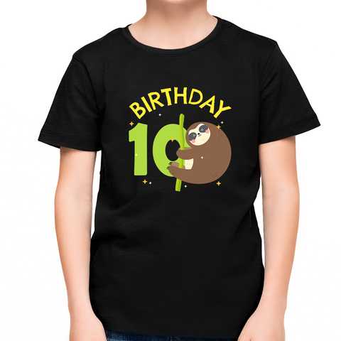 10 Year Old Birthday Boy Shirt Sloth 10th Birthday Outfit Boys Birthday Shirt Boy Happy Birthday Shirt