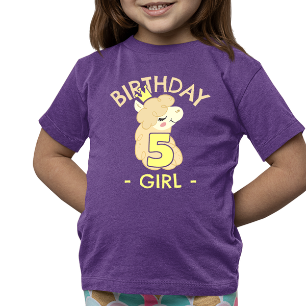 5th Birthday Shirt Girls Birthday Shirt Llama 5th Birthday Shirts for Girls Cute Birthday Girl Shirt