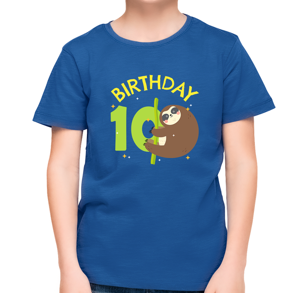 10 Year Old Birthday Boy Shirt Sloth 10th Birthday Outfit Boys Birthday Shirt Boy Happy Birthday Shirt