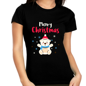 Cute Bear Christmas Pajamas for Women Christmas T Shirts for Women Funny Christmas Shirt Christmas Gifts