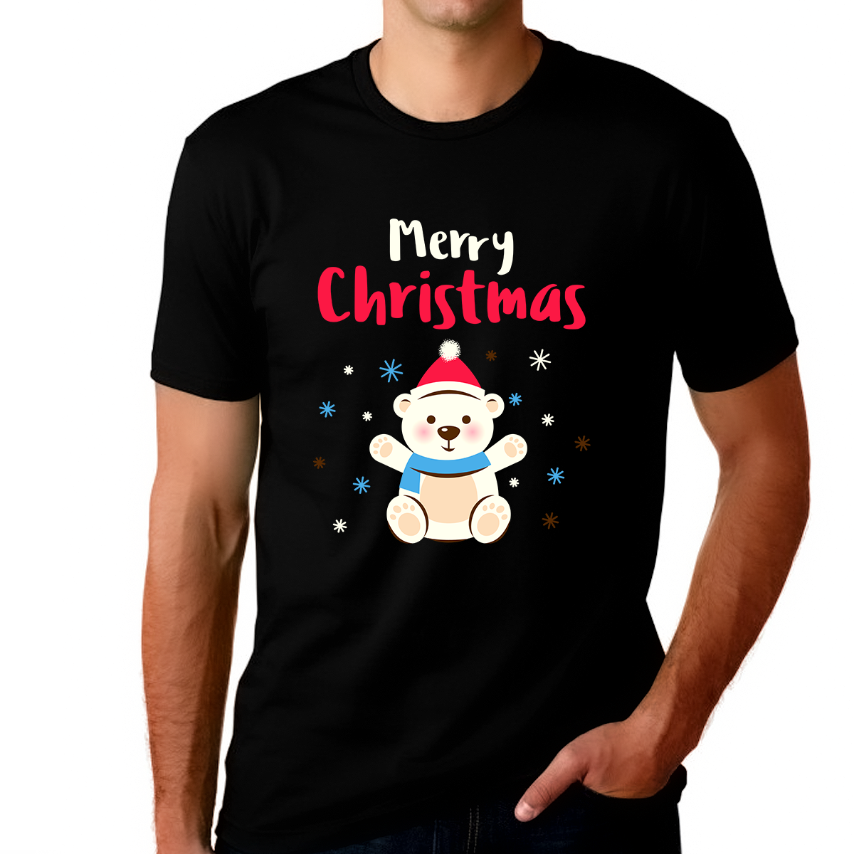 Funny Bear Mens Christmas Pajamas for Men Christmas T Shirts for Men Funny Christmas Shirt Christmas Gifts