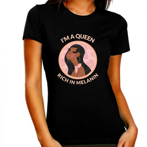 Juneteenth Shirts for Women I'm Queen Rich in Melanin Cute Juneteenth Shirt Black Pride Shirts