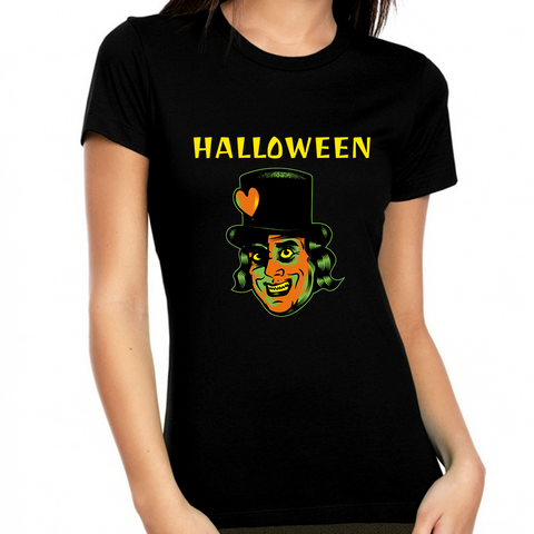 Mad Hatter Halloween Shirt Women Funny I Heart Halloween Shirts for Women Halloween Costumes for Women