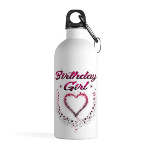 Birthday Girl Water Bottle Birthday Girl Gifts White Water Bottle + Carabiner & Key Chain Ring - 14 oz - Fire Fit Designs