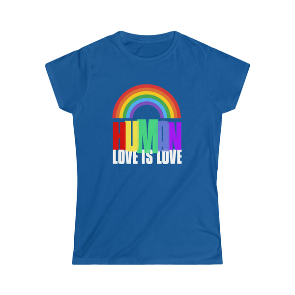 HUMAN LGBTQ Flag Gay Pride Month Transgender Rainbow Lesbian Shirts for Women