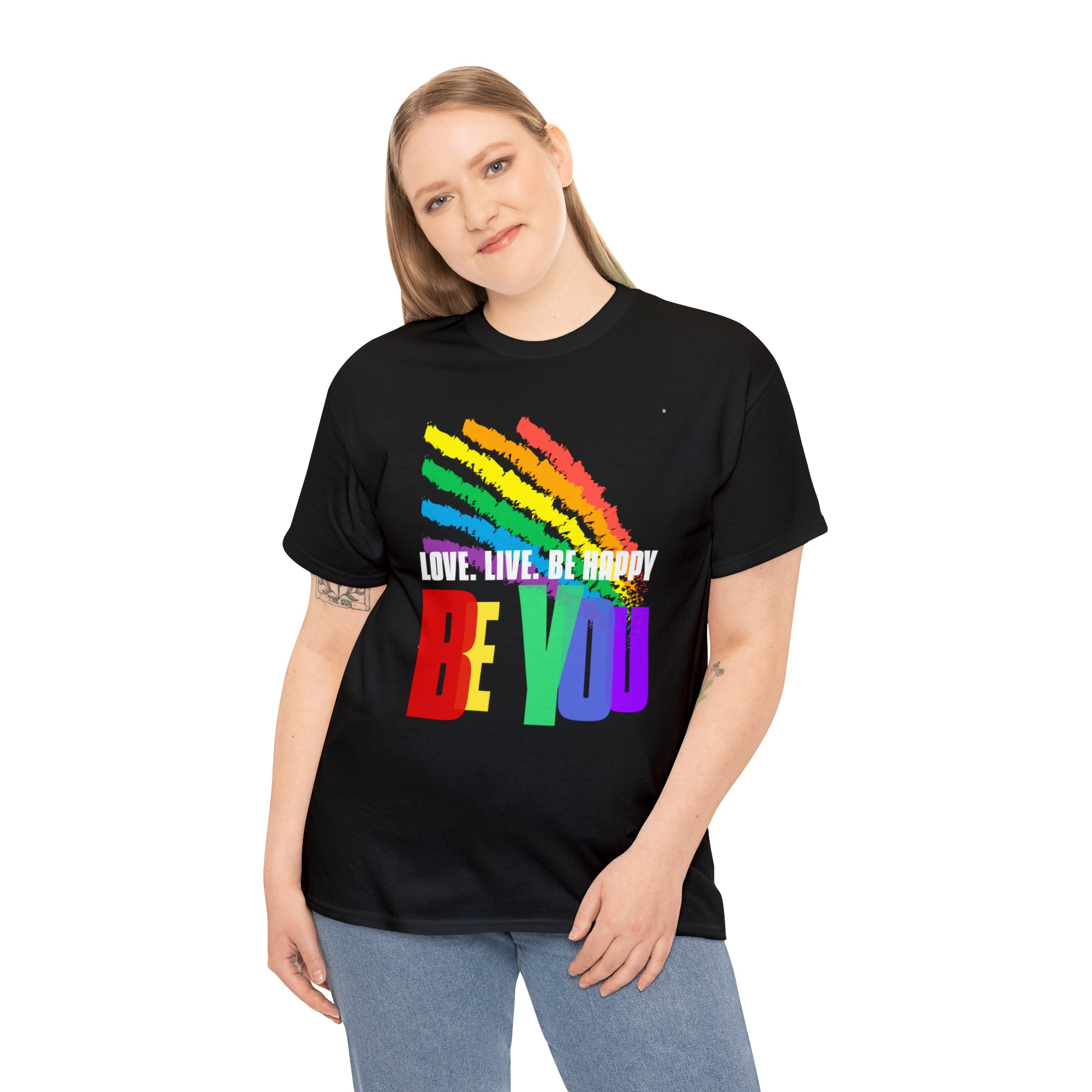 Be You LGBT Love Live Be Happy Rainbow LGBT Pride Gay Womens Plus Size Tops