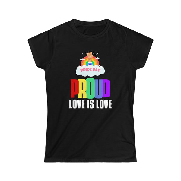 Proud LGBT Love is Love Lesbian Gay LGBT Rainbow Gay Pride Shirts for Women