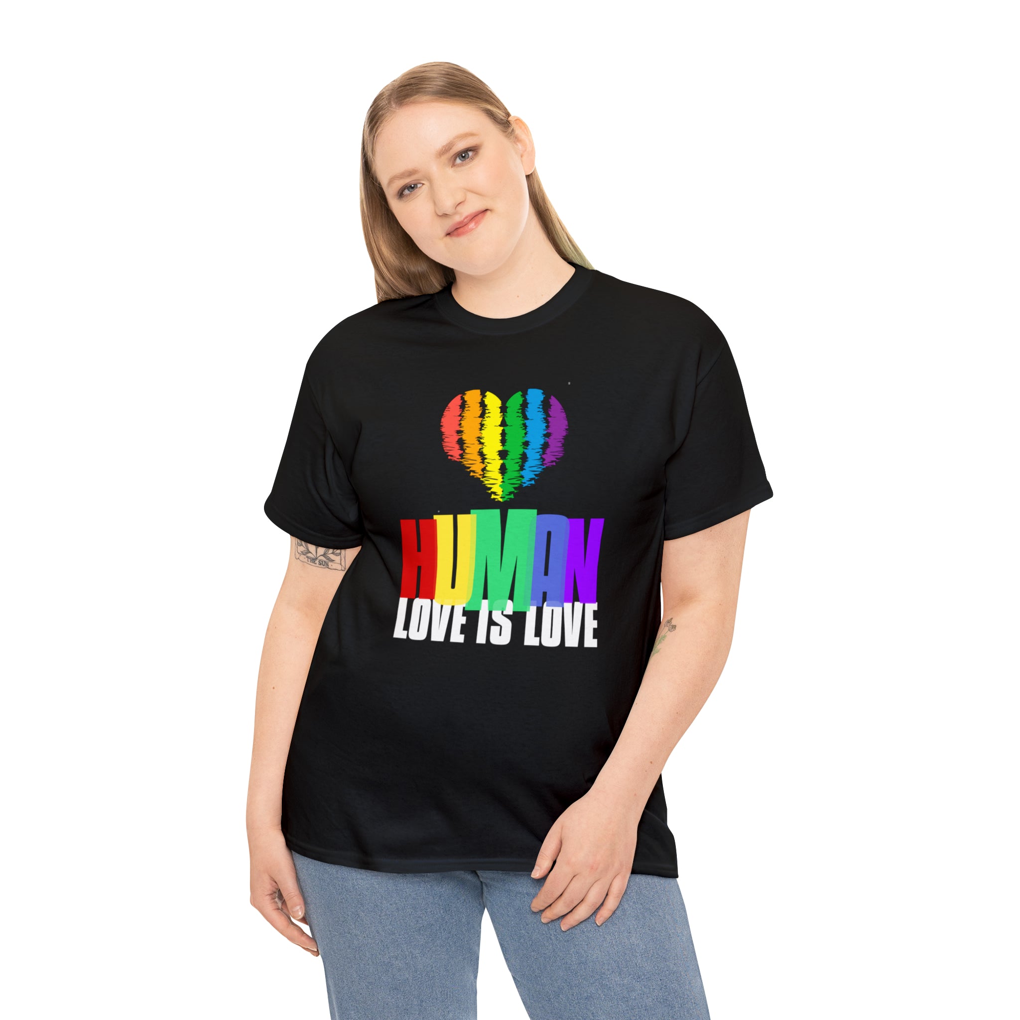 Human LGBTQ Pride Rainbow Flag Gay Lesbian Pride Ally Tshirts Shirts for Women Plus Size