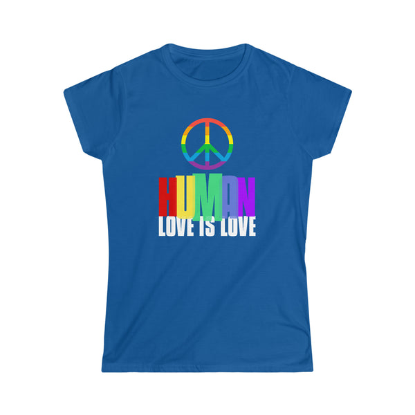 Human LGBTQ Rainbow Flag Lesbian Gay Pride Ally Womens T Shirts