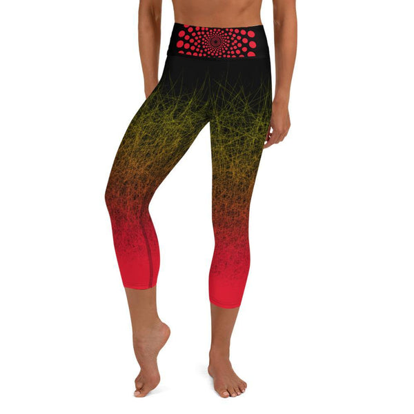 Red Core High Waisted Capri Leggings for Women Butt Lift Yoga Pants for Women Tummy Control Leggings - Fire Fit Designs